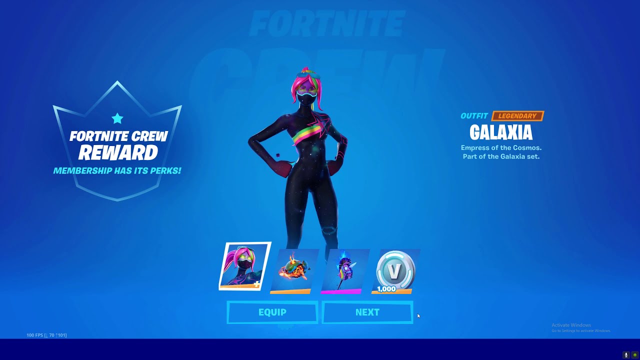 Fortnite Crew First Reward | Galaxia Skin Gameplay