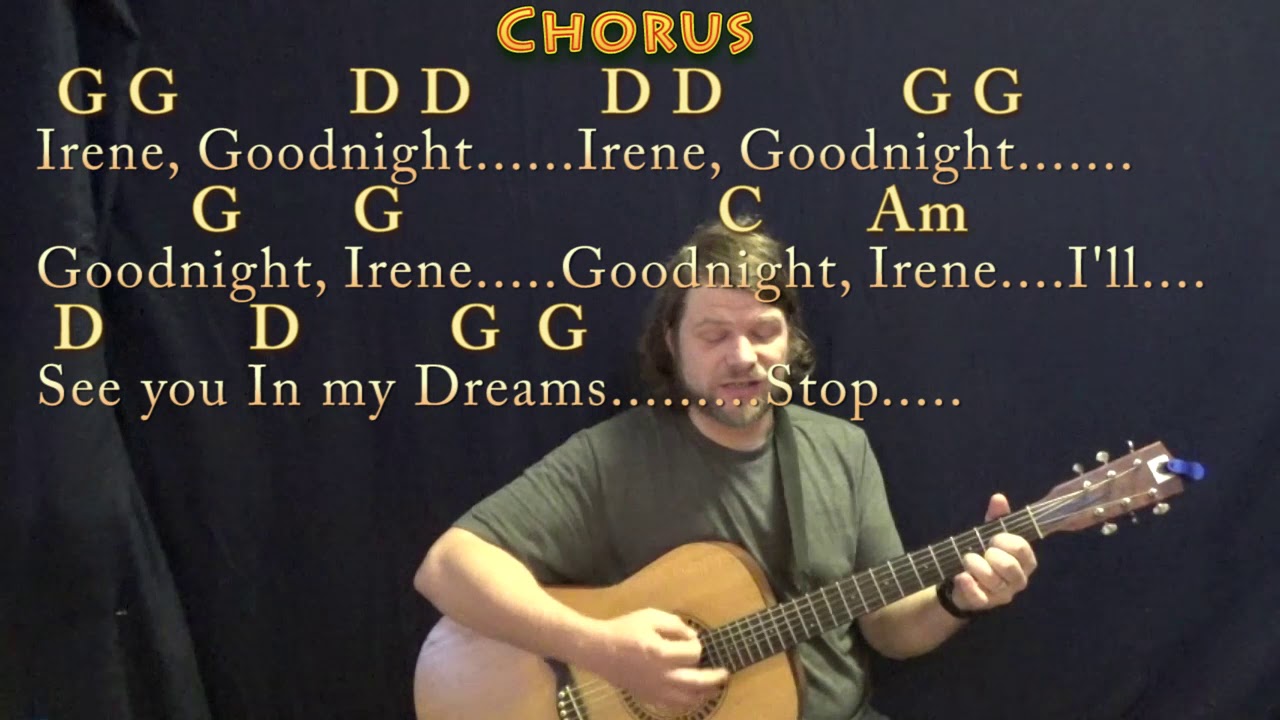 Goodnight, Irene (Traditional) Strum Guitar Cover Lesson in G with Chords/Lyrics