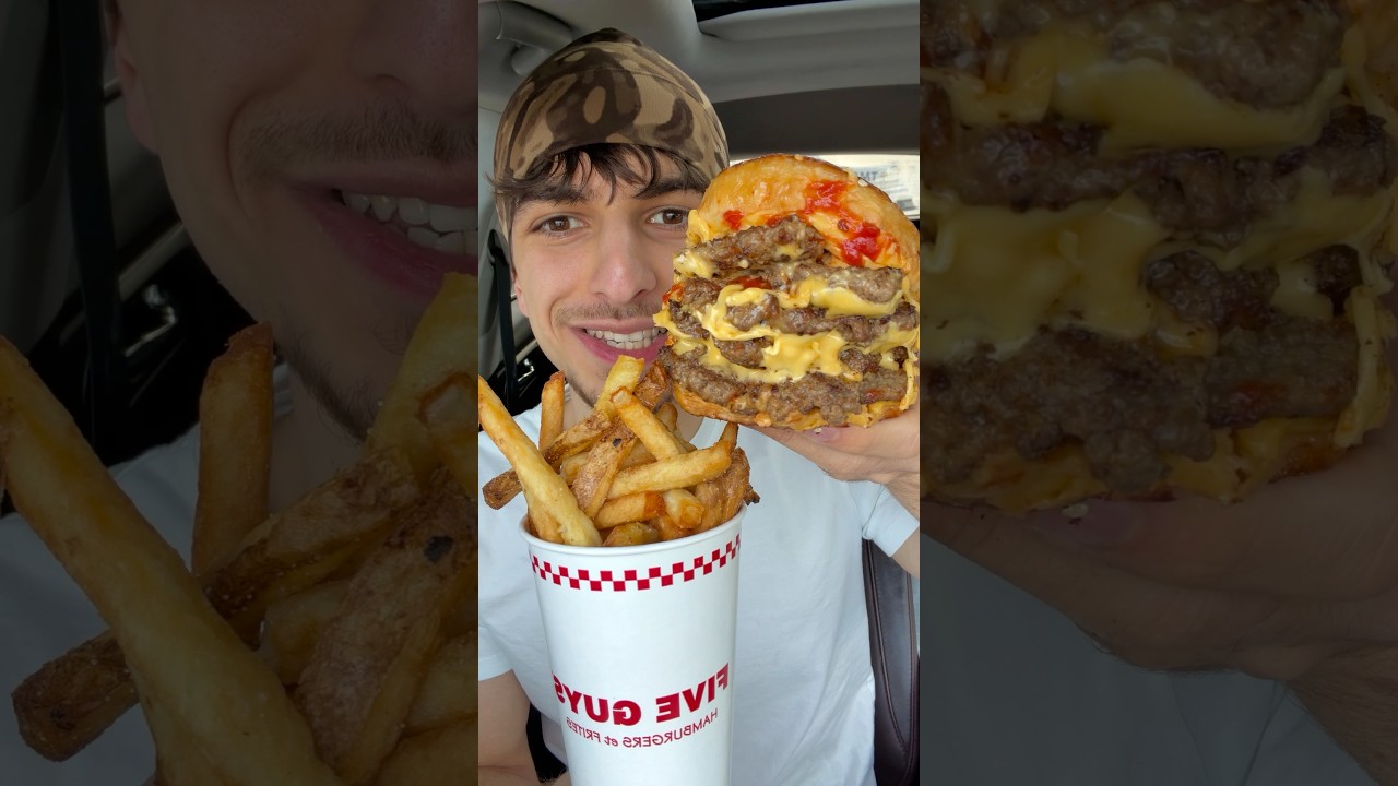 Fries Extra Crunchy 🍟🍔 @#fiveguys #grilledcheese #asmr #mukbang #mukbangeatingshow