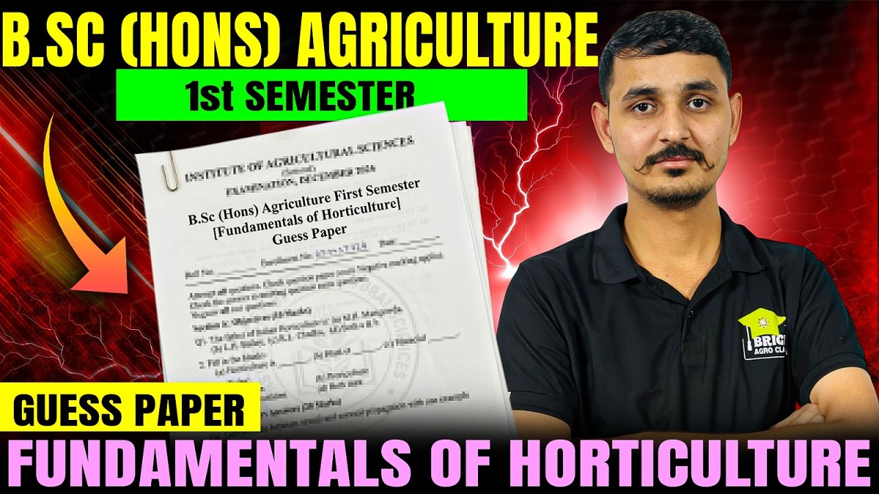 BSc Agriculture 1st Semester Fundamentals of Horticulture | Most Important Questions + Guess Paper