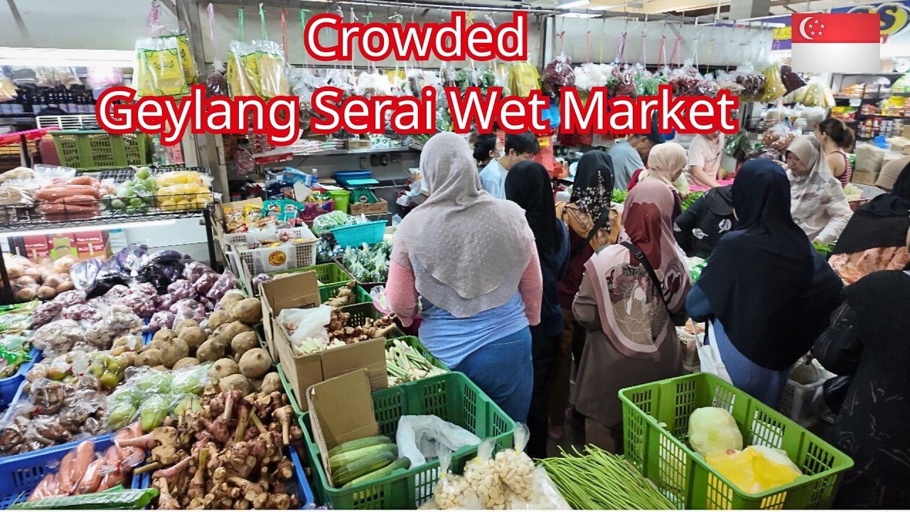 The Biggest Wet Market in Singapore - Crowded Geylang Serai Wet Market  before Hari Raya.  4K