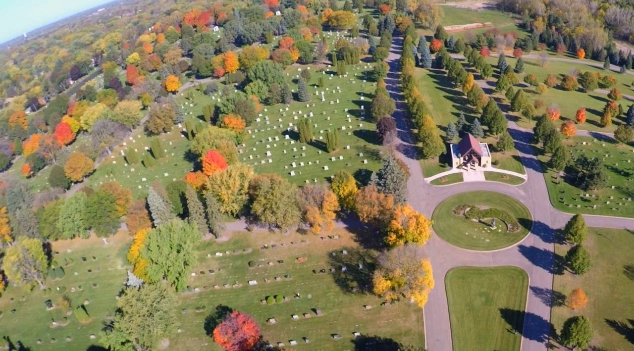 Drone view of Roselawn Cemetery