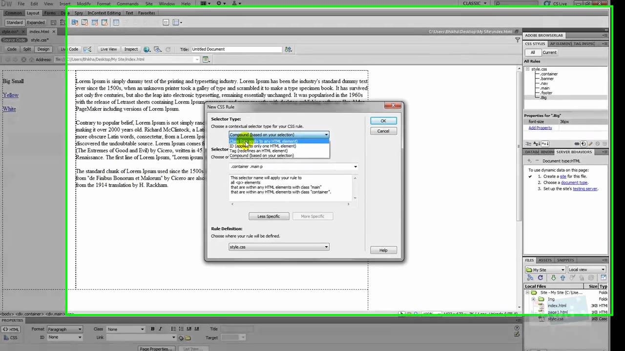 Dreamweaver CS5 - CSS Tutorial: Web Accessibility