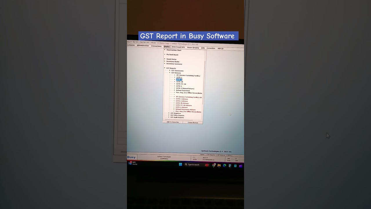 GST Report in busy Software Step by Step in hindi #busybilling #busysoftware  #busy #accountingsoft