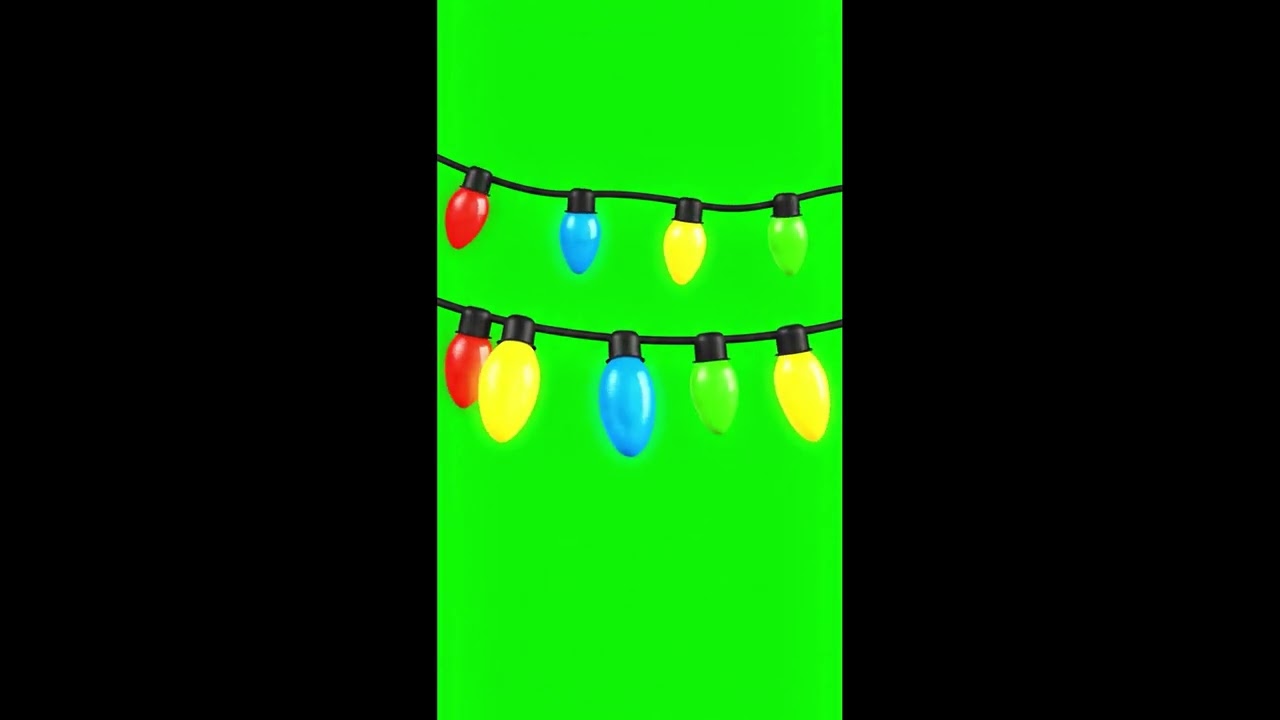 Cartoon Blinking Christmas Lights Green Screen | Kids Friendly 02