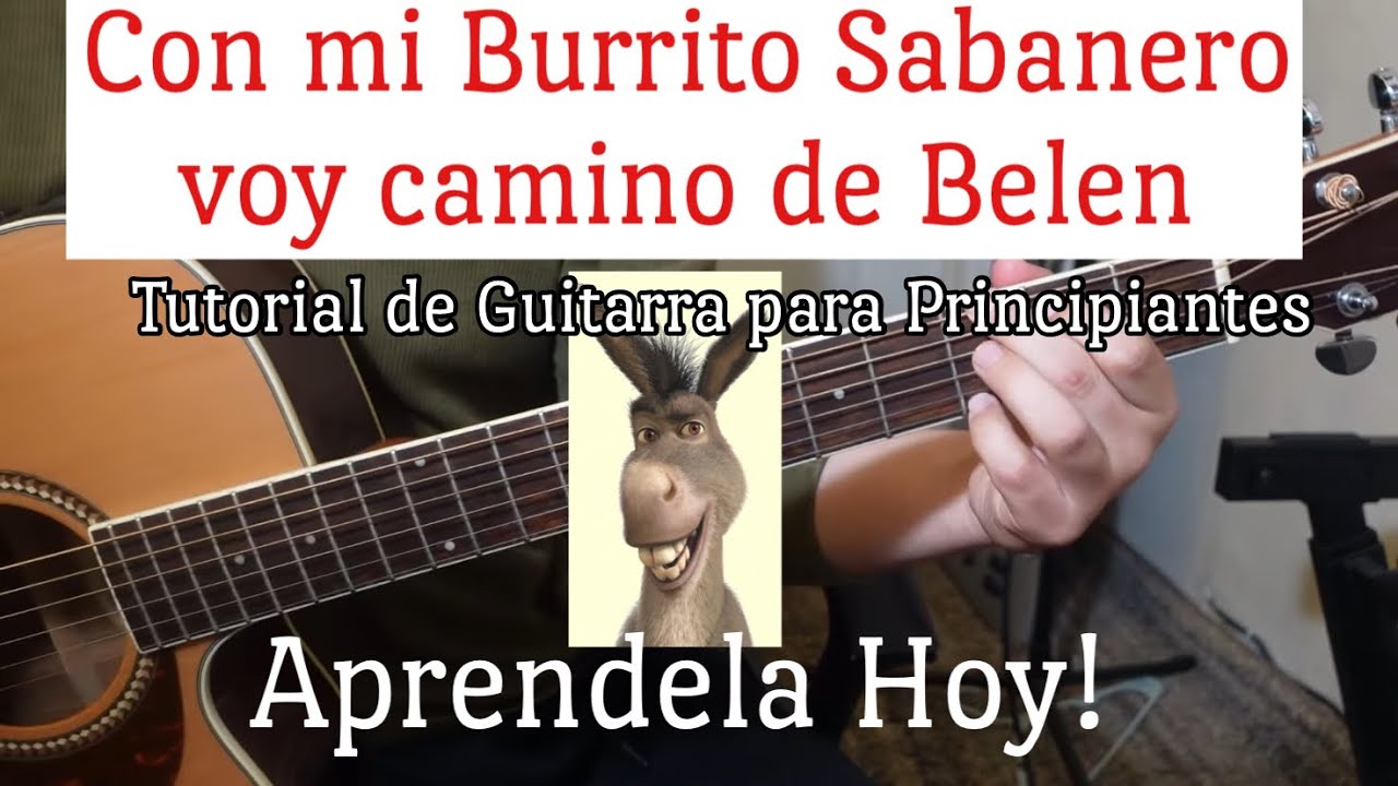 Con mi Burrito Sabanero voy Camino de Belen (Tutorial de Guitarra Facil)