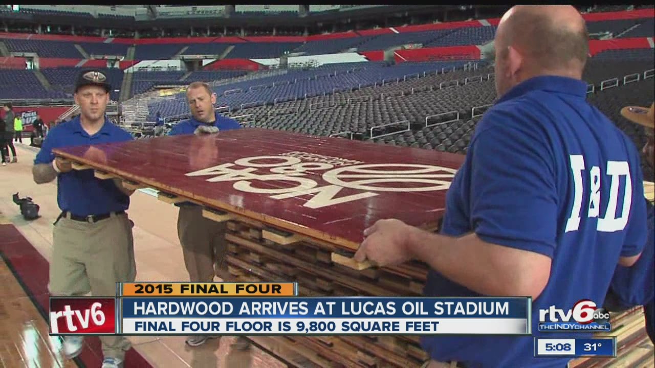 Final Four floor arrives at Lucas Oil Stadium