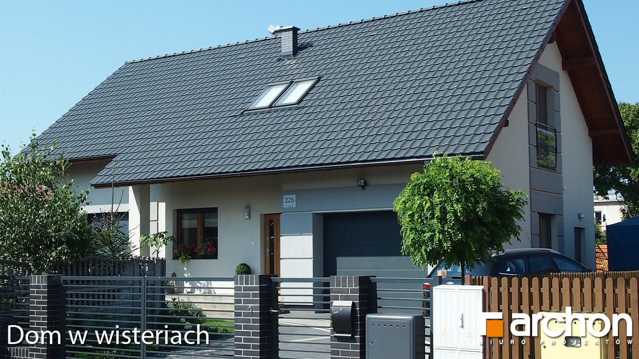 Dom w wisteriach - Wygodny dom z poddaszem użytkowym - ARCHON+ Projekty Domów #dom #projektdomu