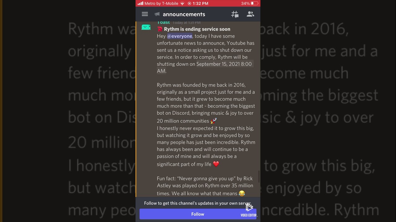 Rhythm bot is shutting down