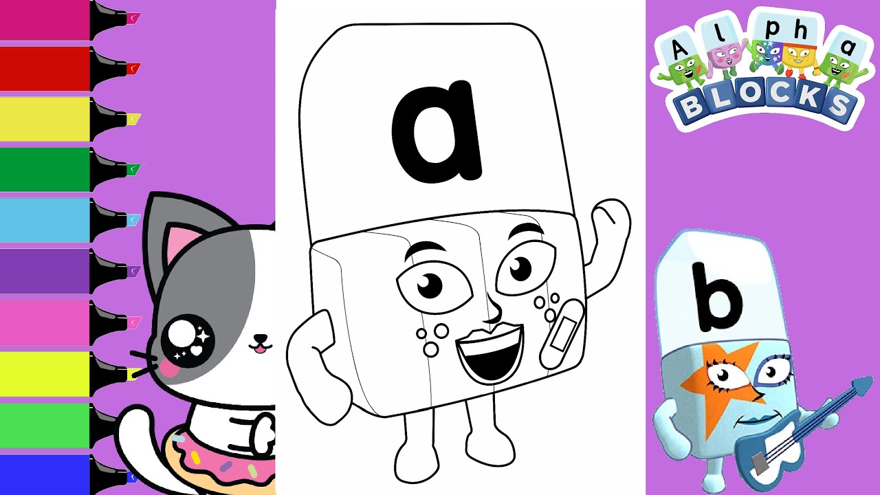 Coloring Alphablocks Letters A B and C Coloring Book Pages | Sprinkled Donuts JR