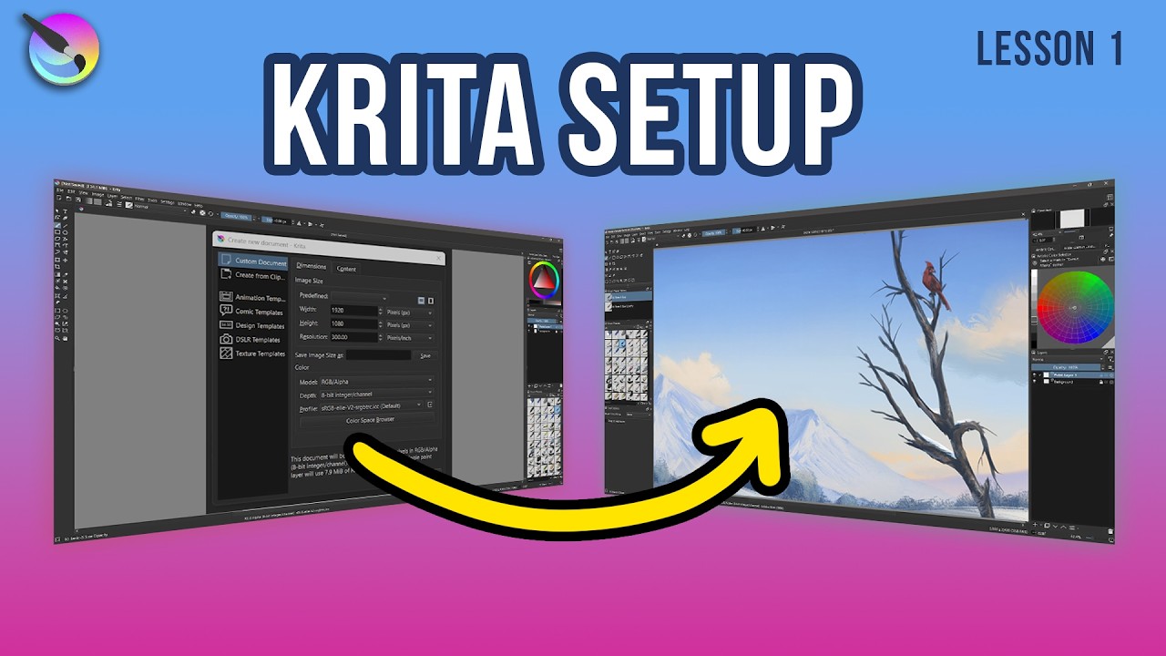 Krita 5 Tutorial for Beginners - Getting Started (Lesson 1) 🎨