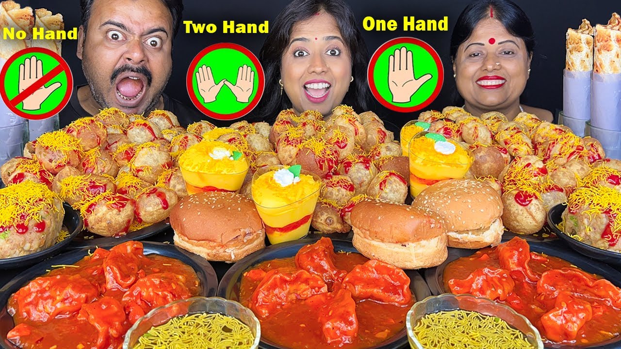ONE HAND vs TWO HAND vs NO HAND EATING CHALLENGE VIRAL VIDEO MUKBANG ASMR