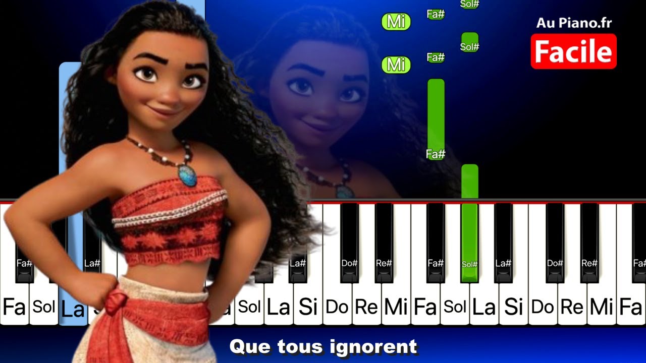 Vaiana - Le bleu lumiere - Piano Tutorial FACILE avec paroles