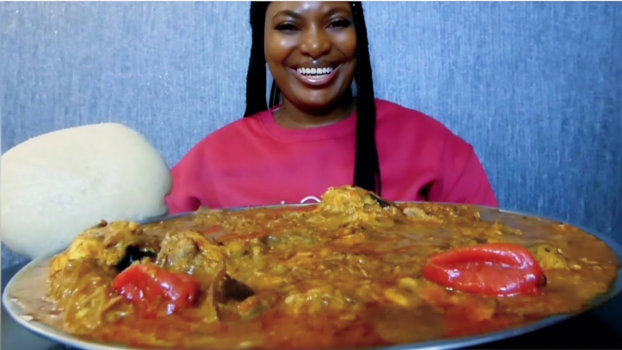 Asmr mukbang ogbono soup with fufu