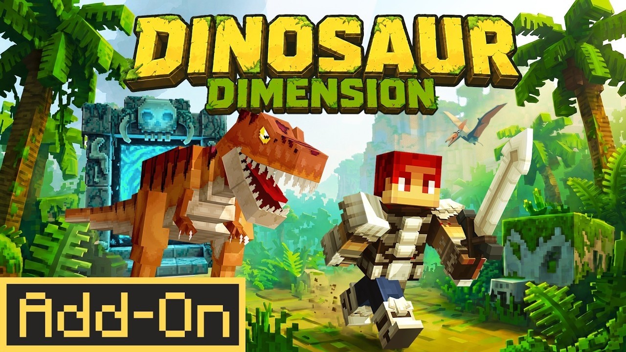 Этот аддон для Minecraft Bedrock добавляет целый МИР ДИНОЗАВРОВ! (Аддон Dinosaur Dimension)