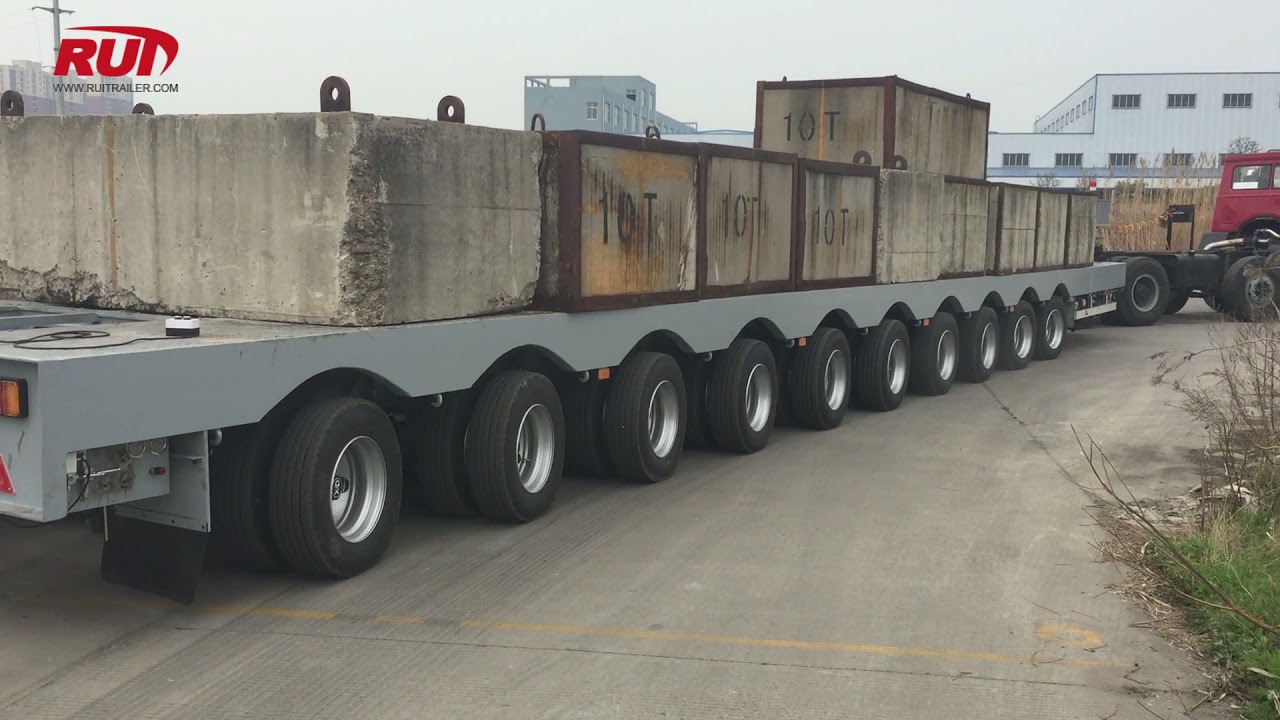 Extendable Low Bed Trailer,10 Axle Low Loader,multi axle trailer loading test hydraulic steering