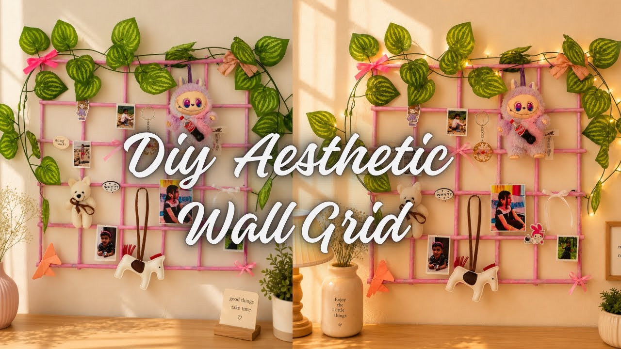 DIY Aesthetic wall grid|Easy wall grid from newspaper | How to make wall grid from news paper 