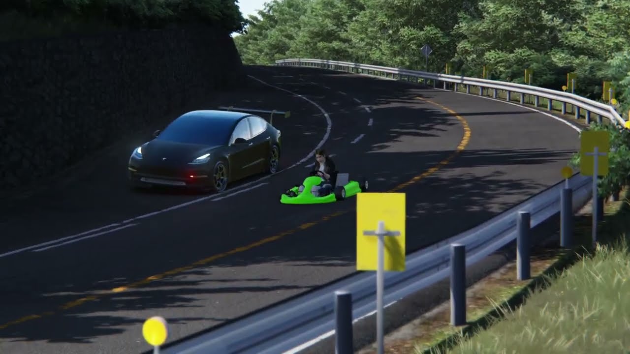 KZ2 Shifter Maxter MXO 42 bhp vs Tesla Model 3 Plaid 1038 bhp Akina Downhill 秋名山 Assetto Corsa