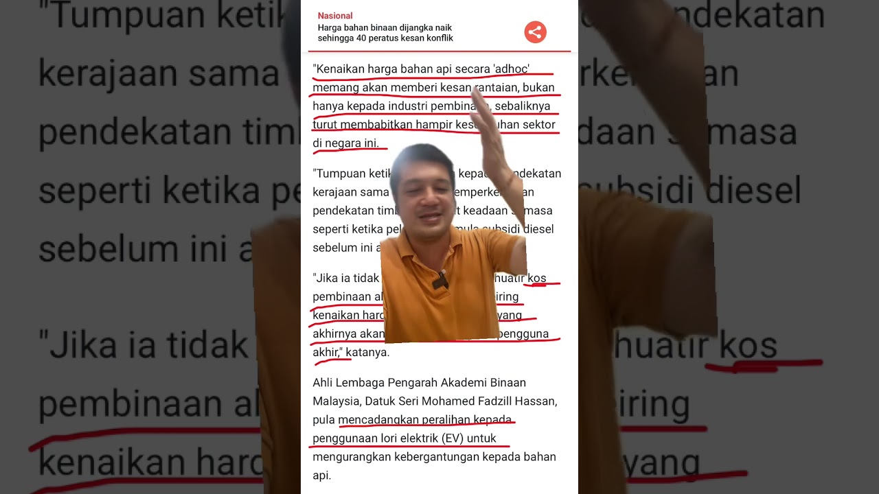 Harga Bahan binaan dijangka naik 40% berikutan konflik di Asia Barat. Apa kesan kepada hartanah? 