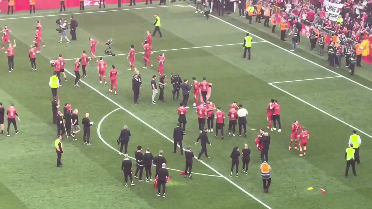 Liverpool v Spurs - Champions after match celebrations 27/04/25