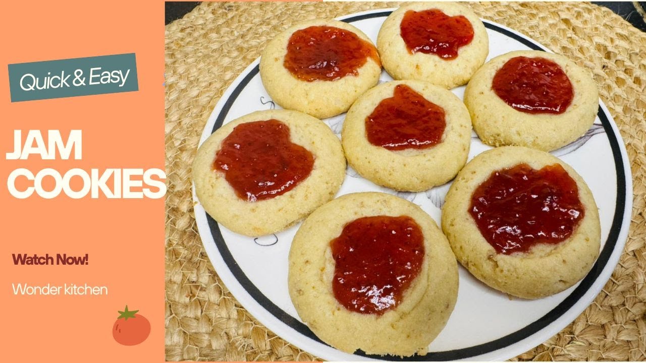Thumbprint Jam Cookies Recipe | Quick and Easy Jam Cookies | Jam Drops |Wonder Kitchen