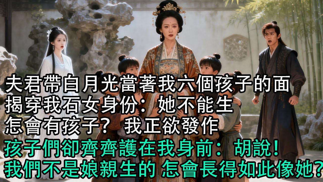 【一口氣看完】夫君帶白月光當著我六個孩子的面，揭穿我石女身份：她不能生，怎會有孩子？ 我正欲發作，孩子們卻齊齊護在我身前：胡說！我們不是娘親生的 怎會長得如此像她？！#古言 #有聲小說 #情感故事