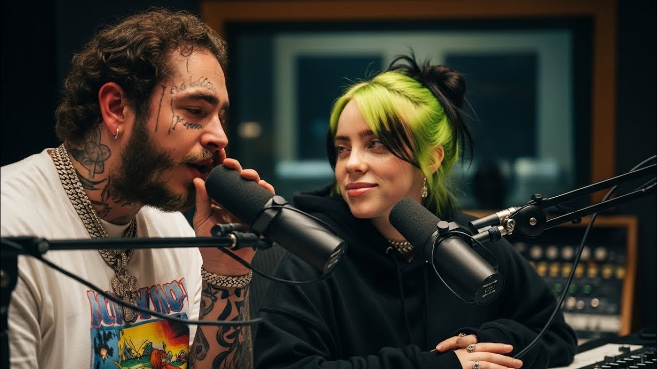 Post Malone Ft Billie Eilish - Pretty Voices in a Burning Room (Lyrics Video)