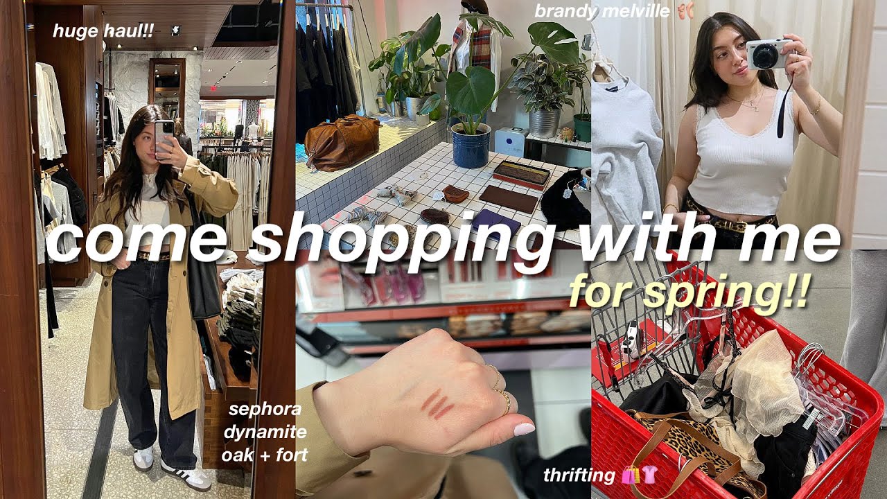 come shopping with me for spring 🛍️ thrifting, brandy melville + haul!