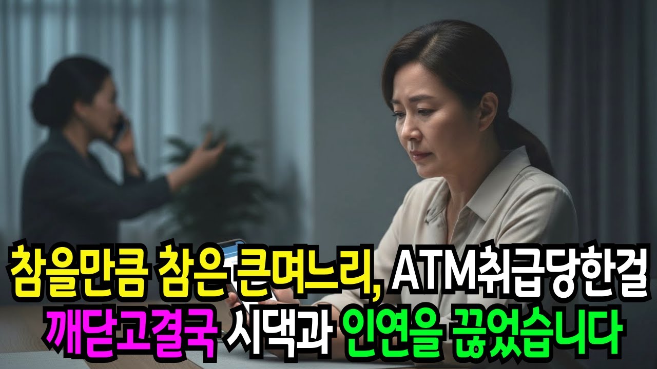 참을만큼 참은 큰며느리 , ATM취급당한걸 깨닫고 시댁과 인연을 끊었습니다