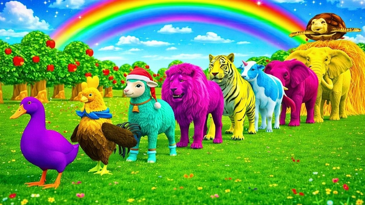 5 Giant Duck Cartoon, Paint & Animals Lion, Gorilla, Bear , Dog, Cow Wild Animals Crossing Fountain