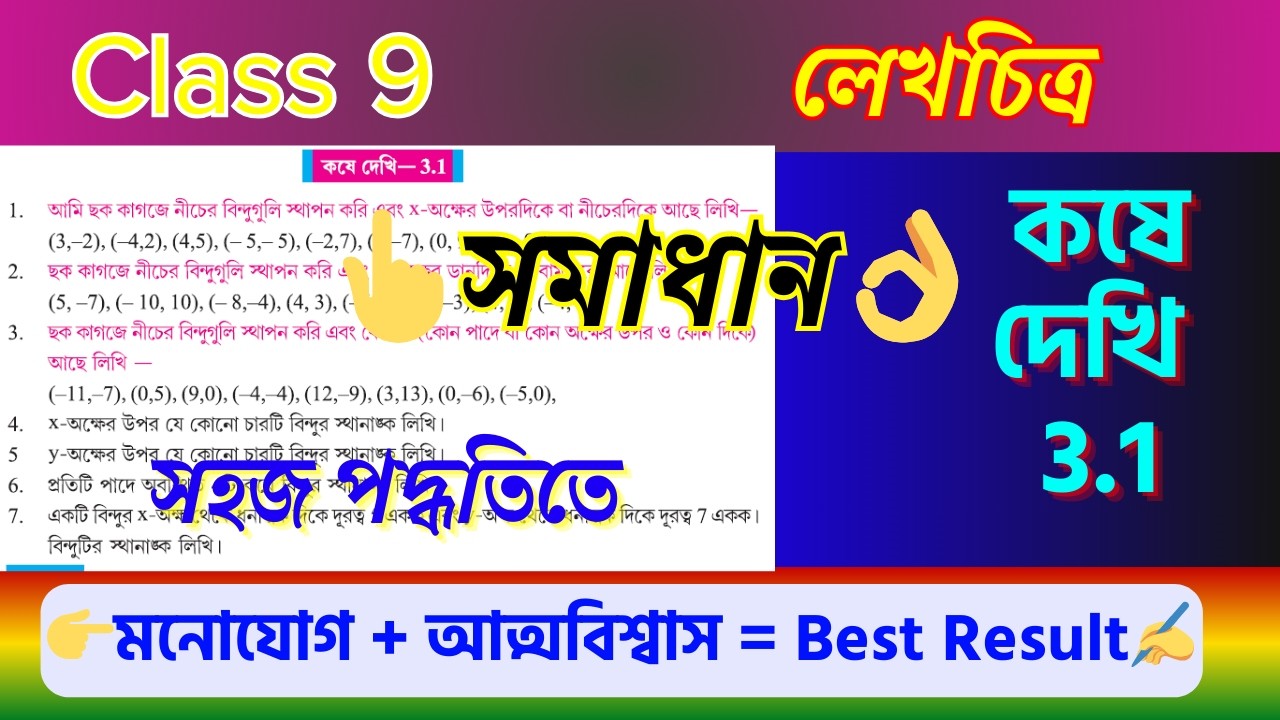 কষে দেখি 3.1 সম্পূর্ণ সমাধান | Class 9 Mathematics Chapter 3 লেখচিত্র Graph | Learn Math Happily