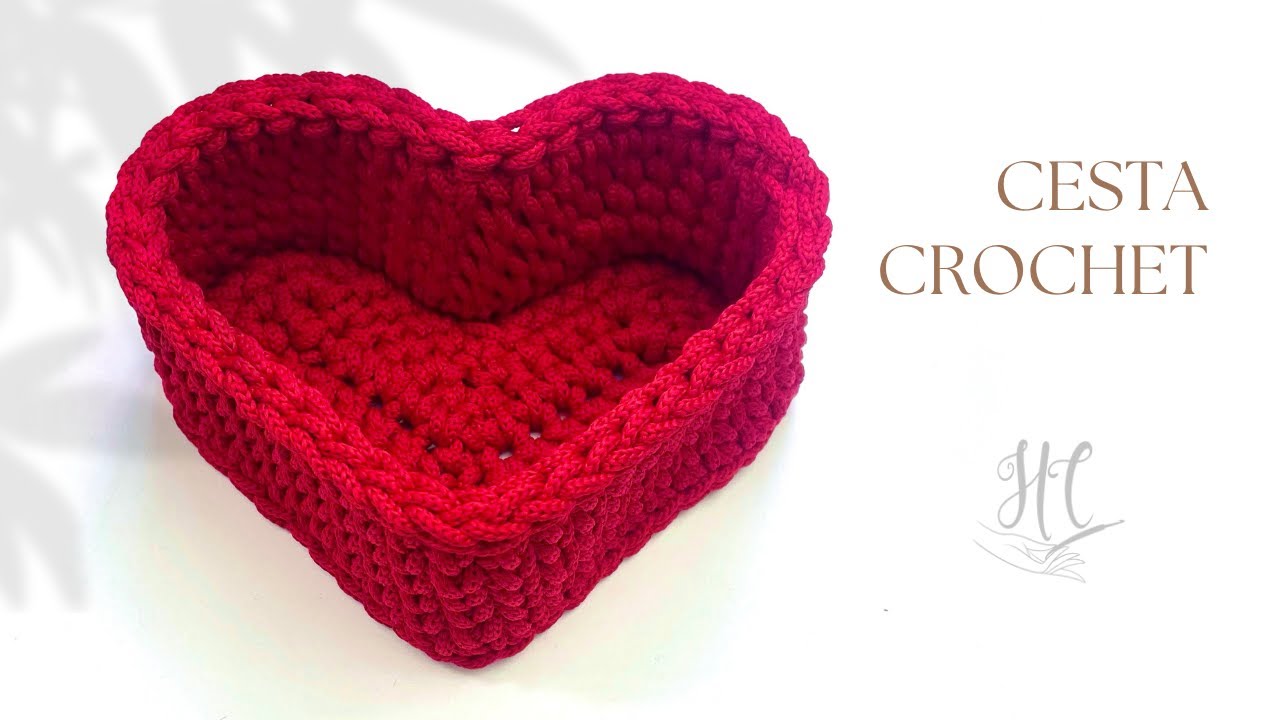 Corazón a crochet❤️CESTA para San Valentín 💰 | Tutorial Hebras Crochet