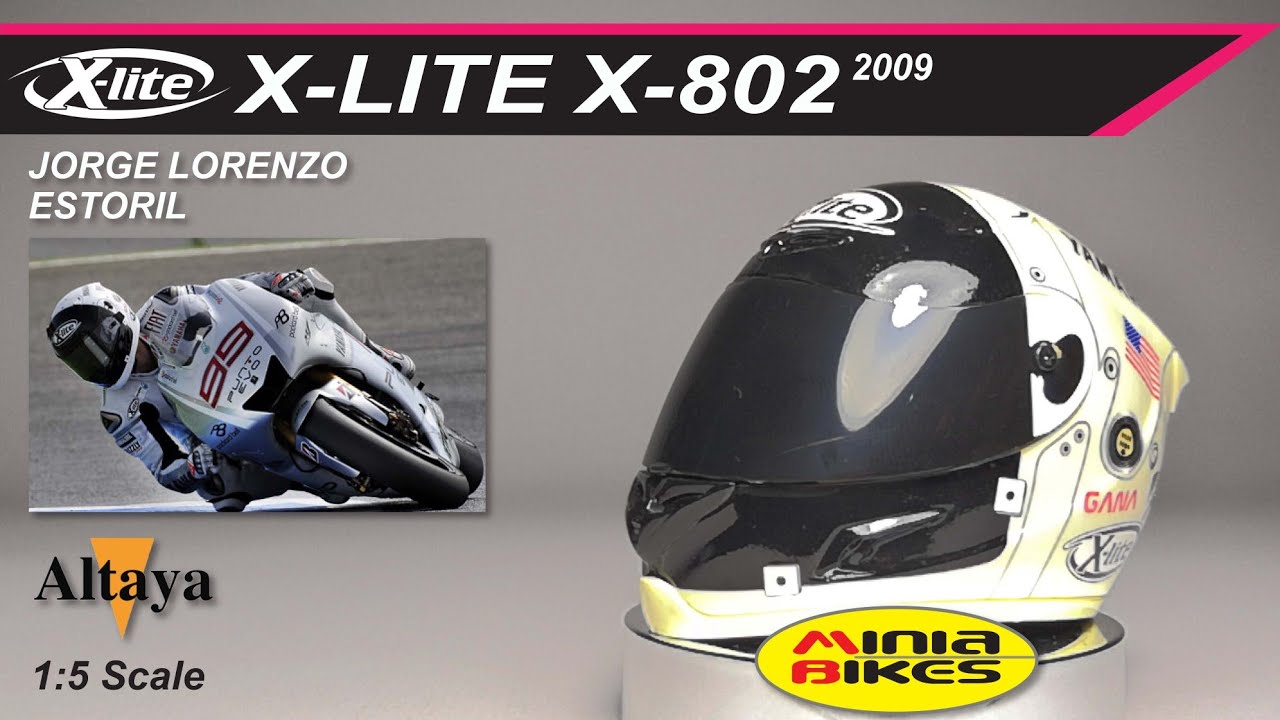 EP572 | JORGE LORENZO (2009) | X-LITE X-802 ESTORIL | ALTAYA | 1:5 SCALE | MOTOGP MINIATURE HELMET