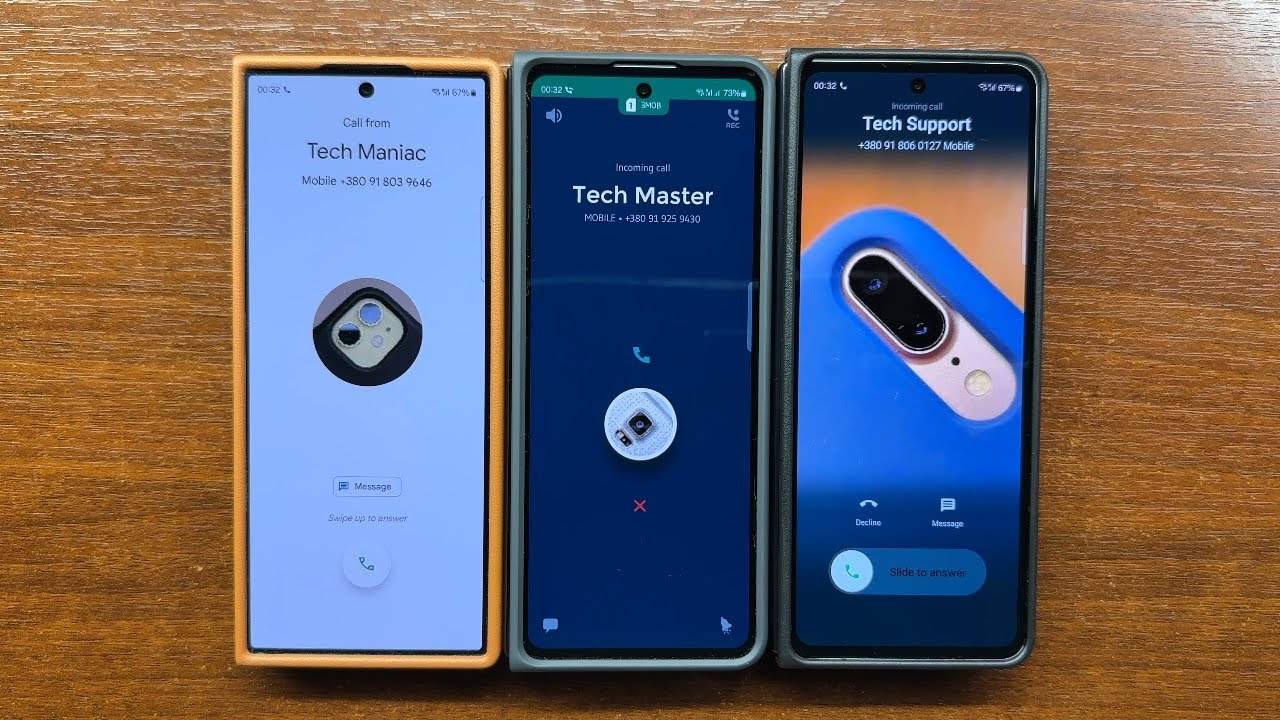 Samsung Z Fold 6 + Z Fold 5 + Z Fold 4 Phone by Google vs Drupe vs True Phone Dialers Incoming Call