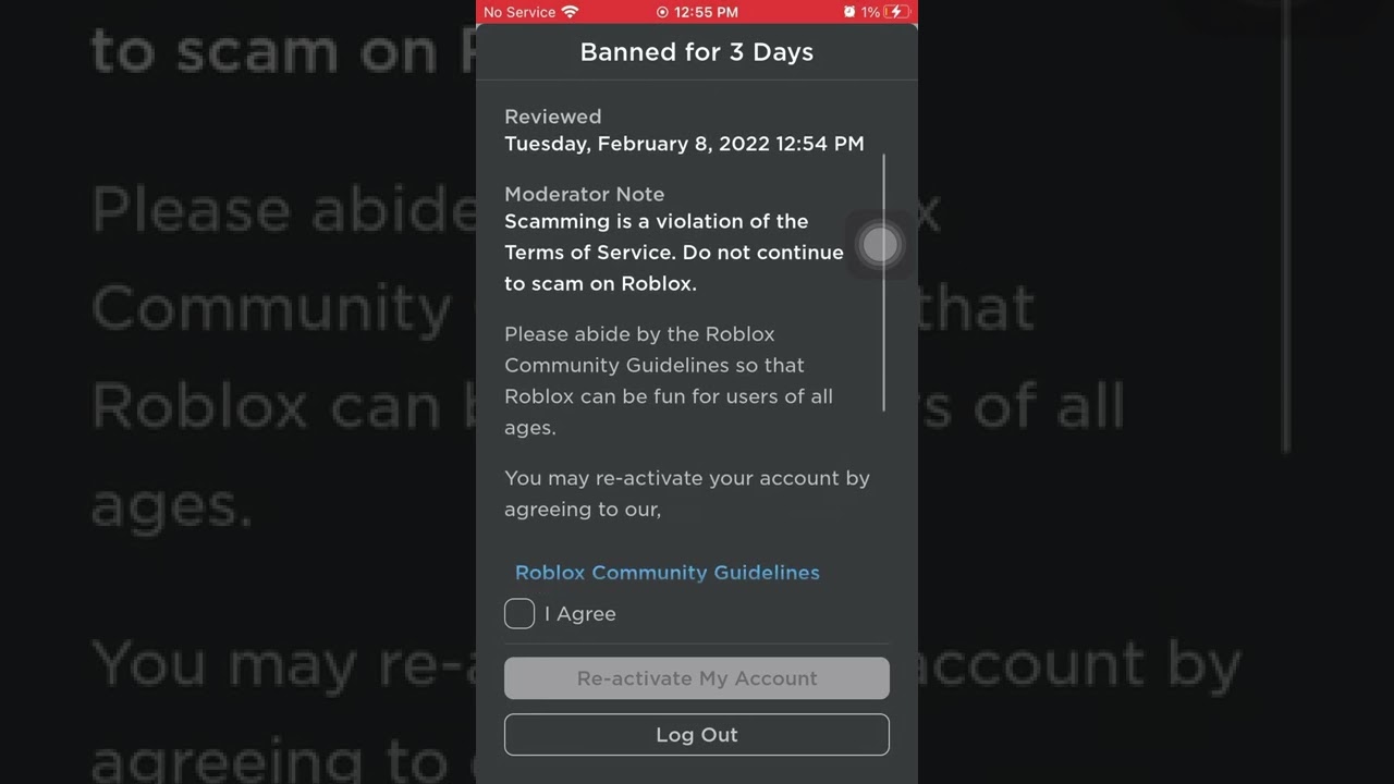 How to reactivate Roblox account after being banned for three days.