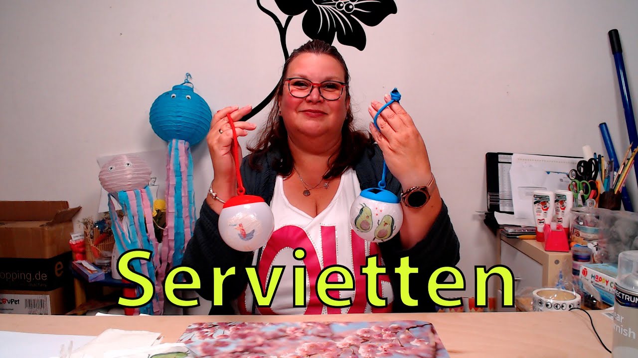 Servietten auf Leuchte kugel kleben