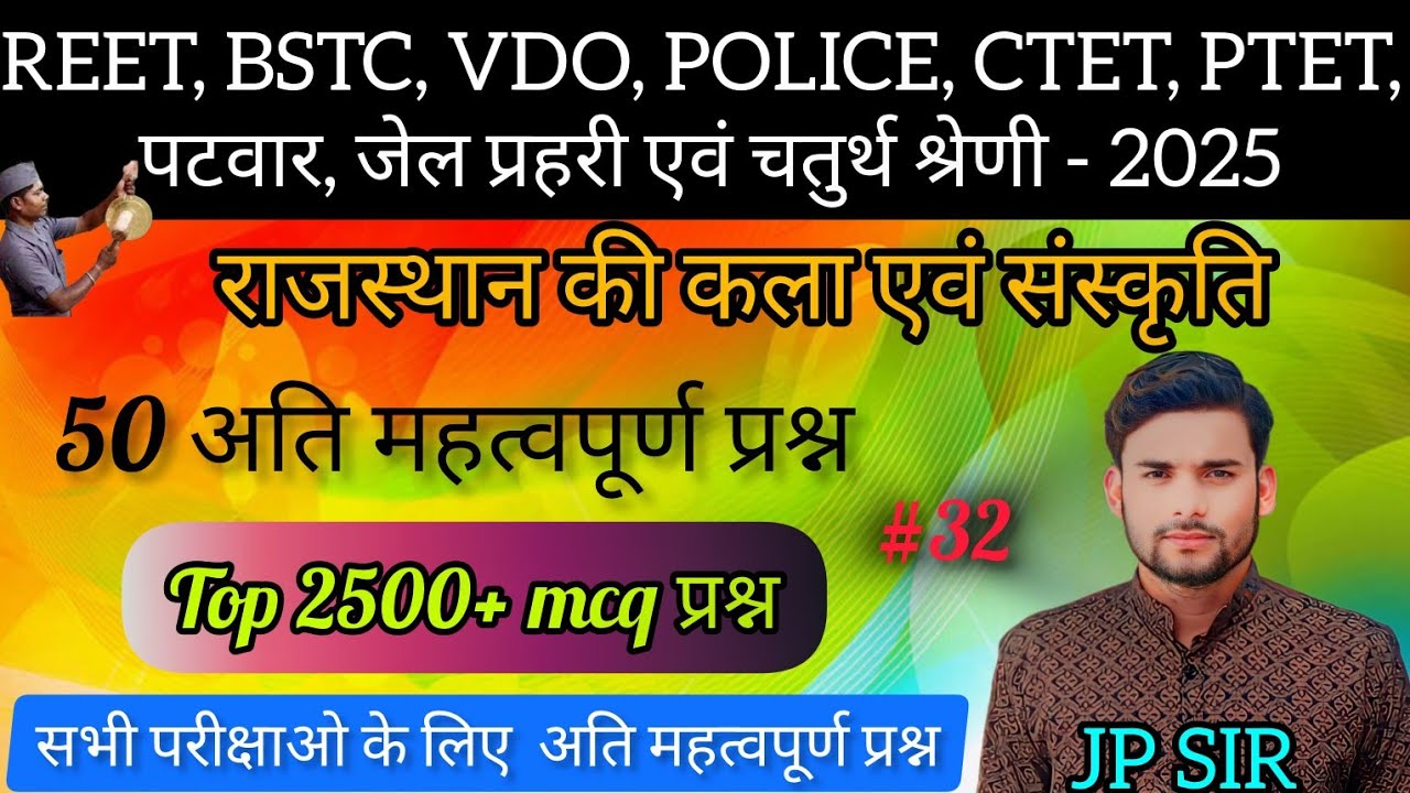 Rajasthan Culture Mcq 2024 | New Important Gk Questions | Reet Important Question | Rajasthan Gk