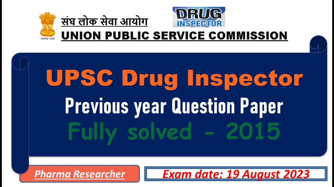 UPSC drug inspector Previous year Question paper 2015 fully solved 19August2023 #di #druginspector