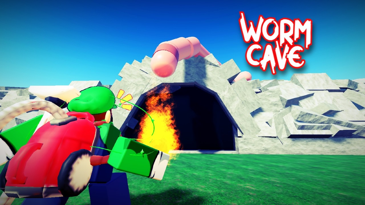 Luigi fights off veiny wihs in Roblox!!1!1 (Worm Cave)