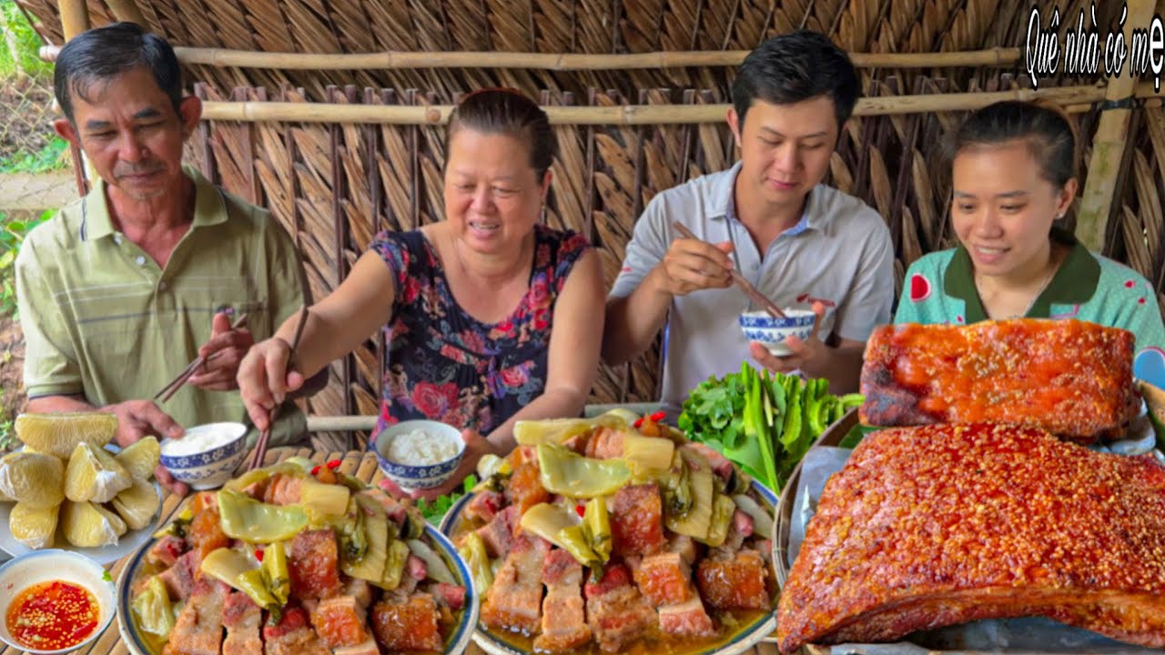 Heo Quay Kho Dưa Cải | Hái Đậu Rồng Trong Vườn Quê Ăn Bữa Cơm Gia Đình || country meal