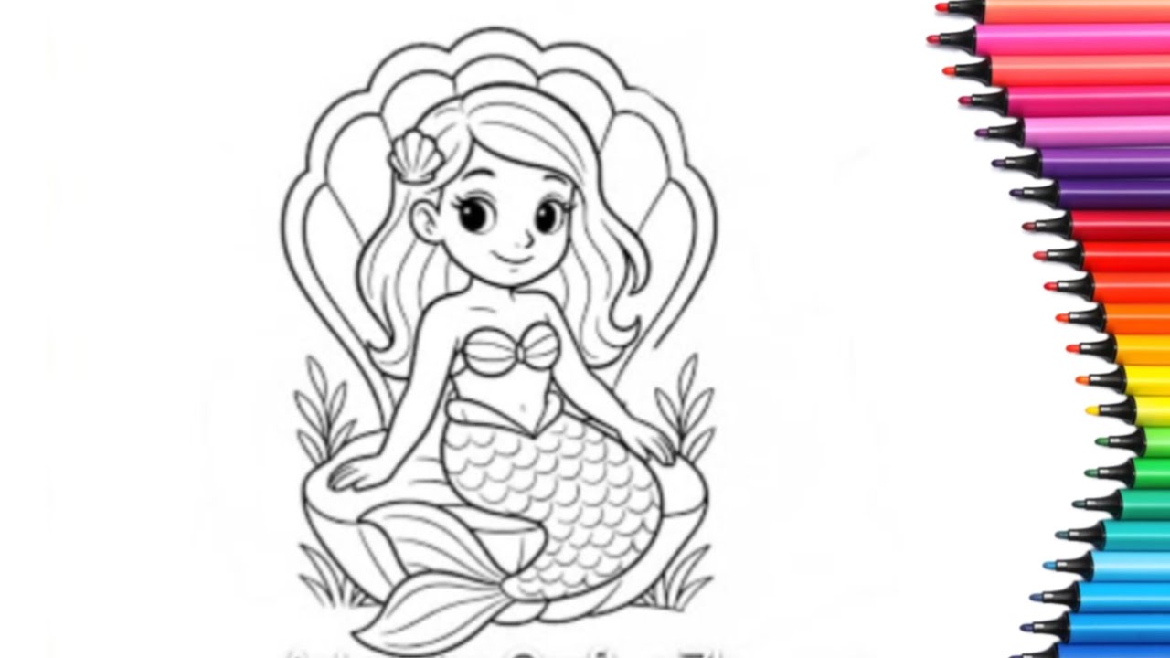 Beautiful Mermaid Drawing for kids, Painting & Coloring for kids, Toddlers | Let's Draw Together