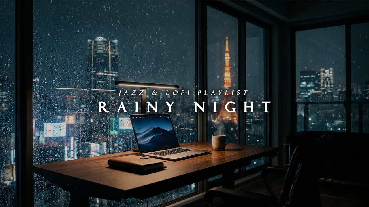 [Playlist] Heavy Rain at Night | Deep Sleep & Relaxation with Smooth Jazz Vocals