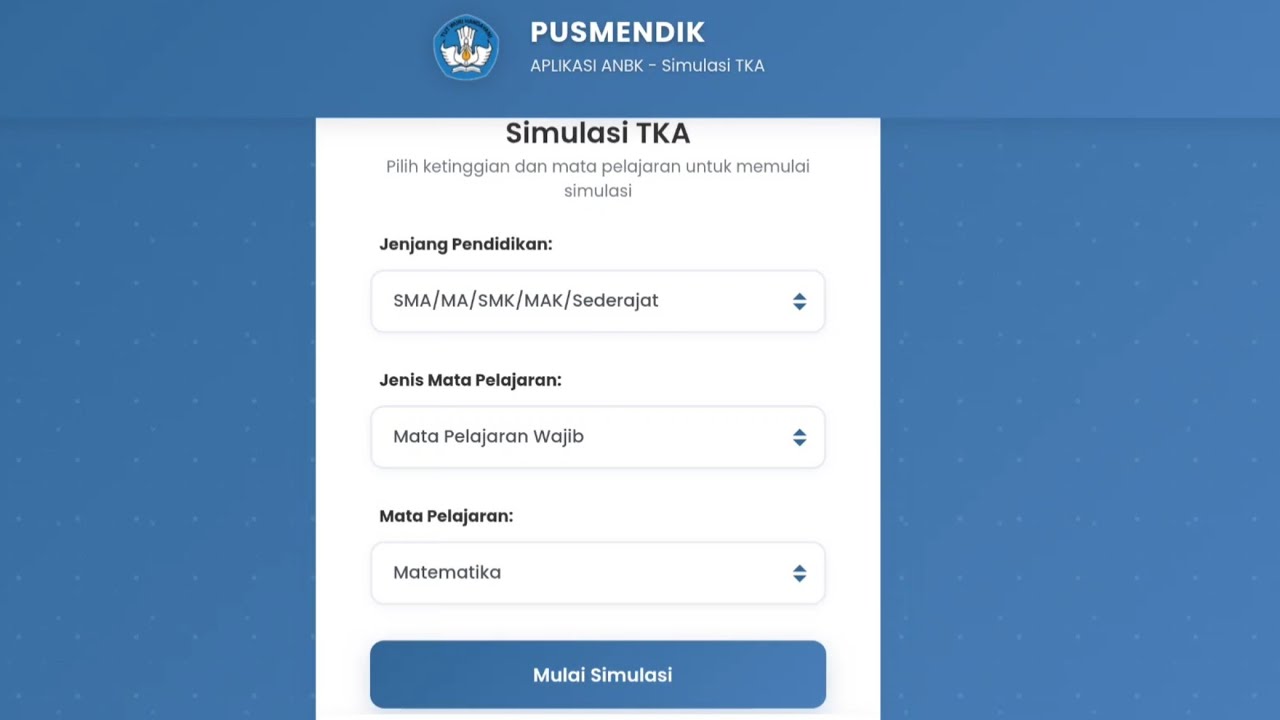 CARA MASUK UJI COBA SIMULASI TKA 2025 di Website 