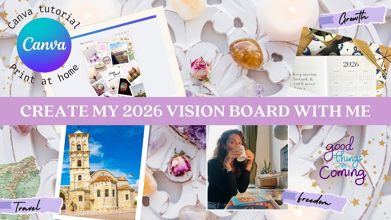 How to Create a 2026 A5 Vision Board in Canva | Manifest Your Dreams | Ekaterina Botziou