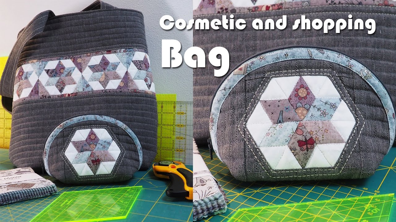 Cosmetic & Shopping Bag Tutorial #lizadecor Diamonds pattern