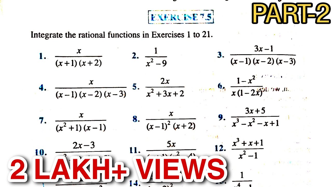 EXERCISE 7.5 (PART2) INTEGRALS NCERT || INTEGRATION QUESTION 6 TO 10