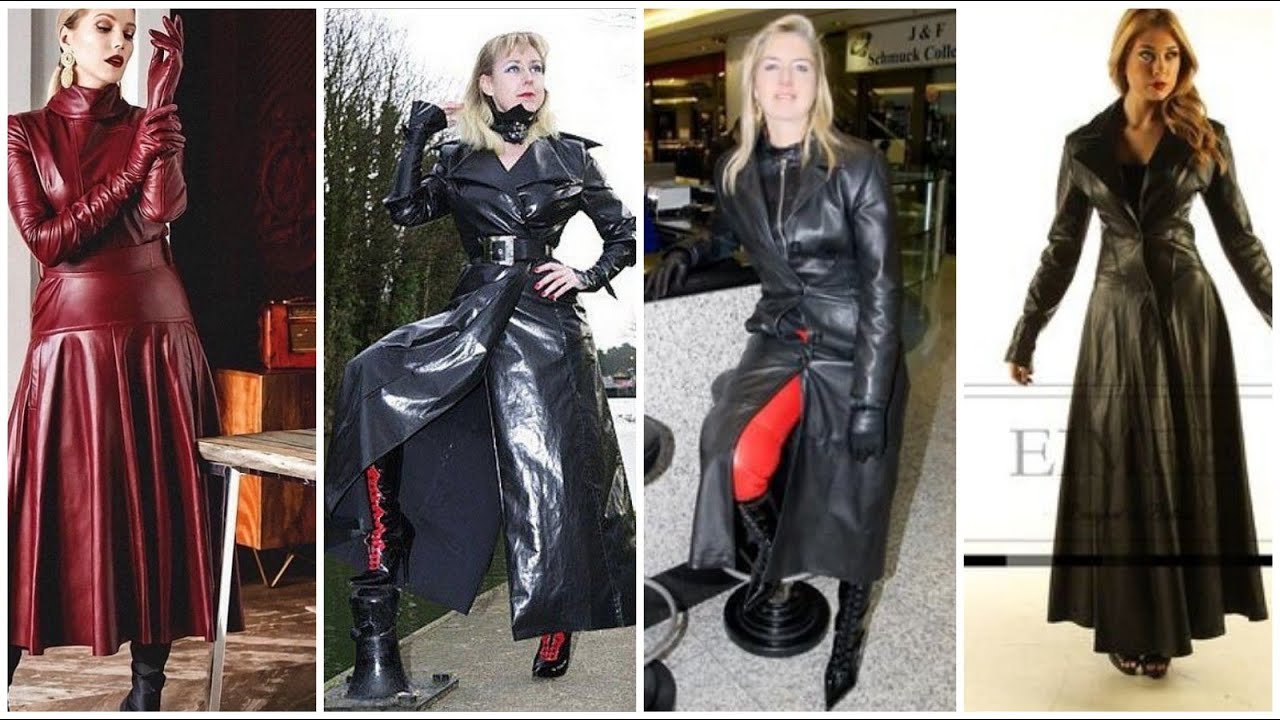 Latex  and Stylish long leather power dress design 2021 idea