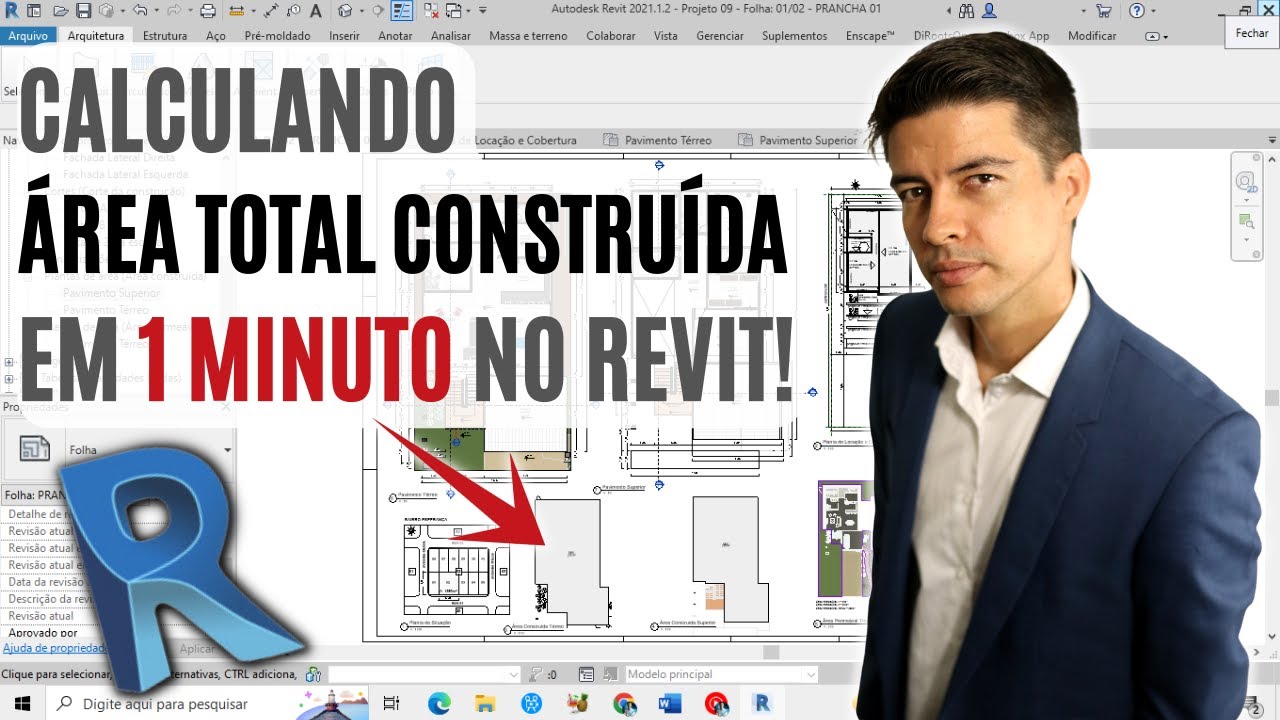 Como calcular  ÁREA TOTAL CONSTRUÍDA do projeto em 1 MINUTO no REVIT!