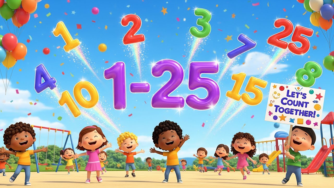 Count from 1 to 25 🎉  Fun Learning Song for Kids  3D Animated Numbers Song