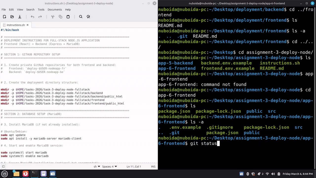 Assignment 3 - Full stack deployment - bash scripting